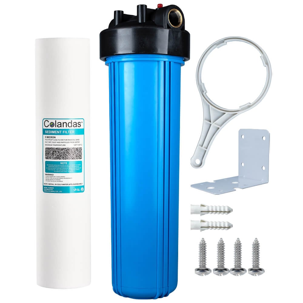 เครื่องกรองน้ำใช้ 1 ขั้นตอน WATERWAY BIG BLUE 20 นิ้ว เกลียวทองเหลือง กระบอกฟ้า รุ่น WTBB-PPBB2 (พร้อมไส้กรองน้ำ PP BIG BLUE ขนาด 20นิ้ว)_0